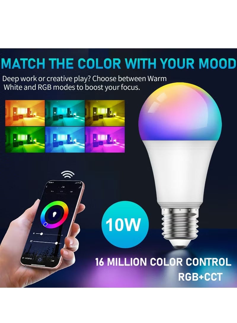 ABJ LED RGB Bulb 10W with Remote Control, E27 Color Changing Light, Warm and Cool White, Adjustable Brightness, Decorative LED Light, Mood Lighting Bulb, Home Lighting LED, Bedroom RGB Bulb, Party Light Bulb, Energy Saving LED Bulb, Smart Bulb - Image 4